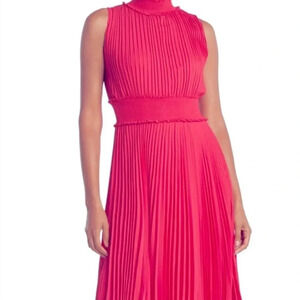 Nanette Lepore high neck pleated sleeveless dress in salmon size 10